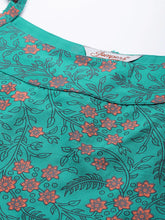 Women Rama Green & Pink Printed Straight Kurta ( JOK 1363 Rama )-JOK-1363